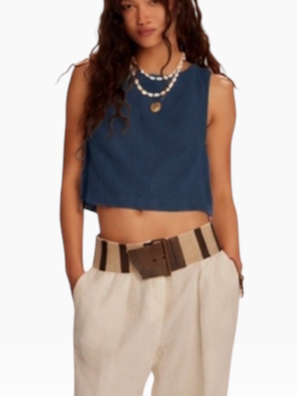 Free People Free-est Nora Linen Blue Top Size Small